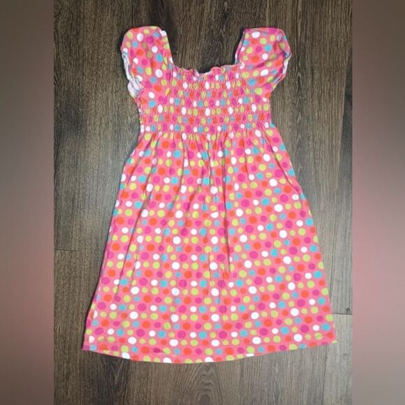 JK Polka Dot Cotton Dress Girls Sz M Pink Multi Color Authentic J Khaki - Picture 1 of 4